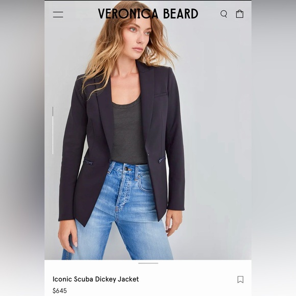 Size 8 Iconic Veronica Beard Navy Blue Scuba jacket with zip for Dickey